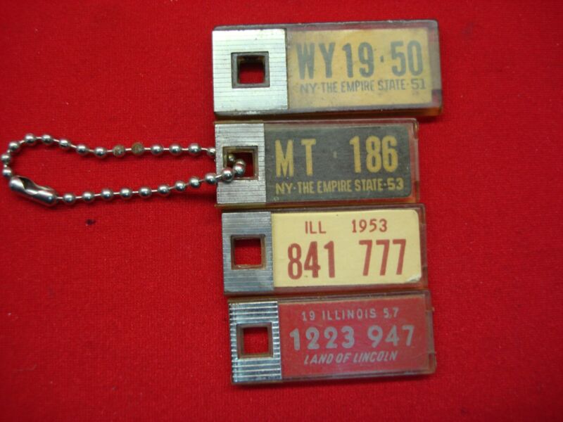 Vintage DAV License Plate Keychains (1951-1957) - New York & Illinois