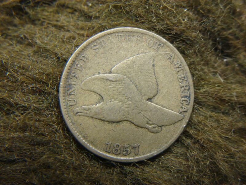 1857 Flying Eagle Cent - Uncleaned, High Strike Detail
