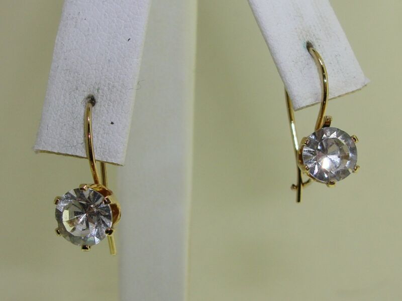 Vintage gold plated solitaire rhinestone earrings
