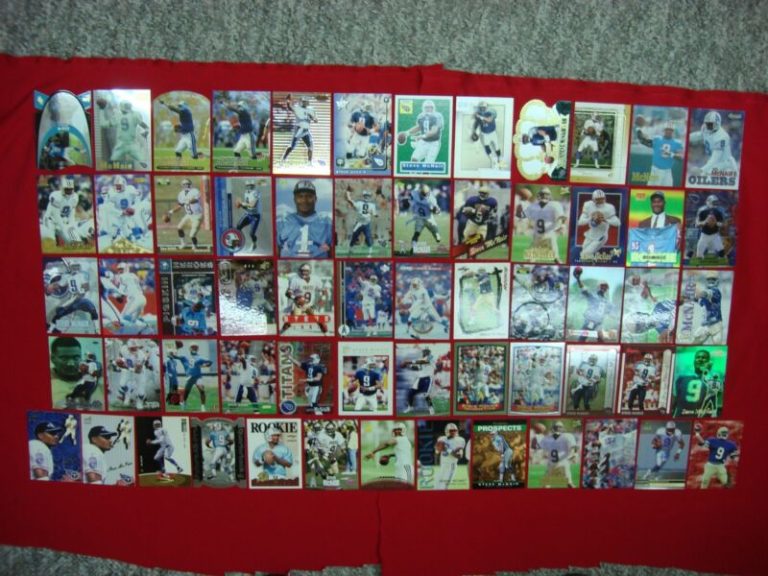 Steve McNair rookie and parallel card lot of 61 cards featuring Oilers and Titans legend