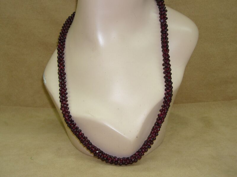 Vintage Pyrope Garnet Bead Necklace - 26 Inch, Hand Strung Estate Jewelry
