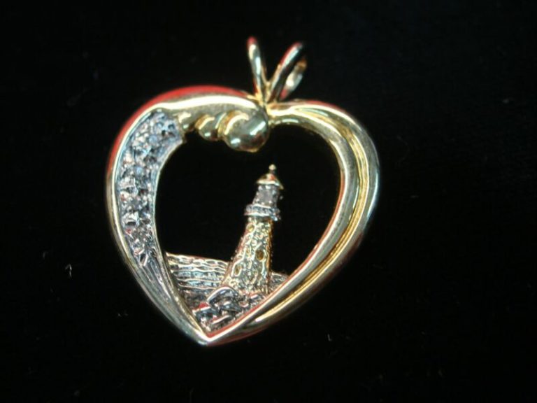 Solid Sterling Silver & Gold Vermeil Lighthouse Heart Charm with Inspirational Quote - Pre-Owned