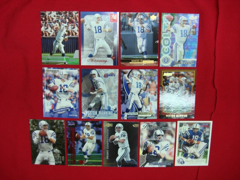 Peyton Manning football card lot, Indianapolis Colts