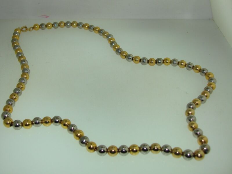 Vintage 80s gold and silver tone beaded choker necklace