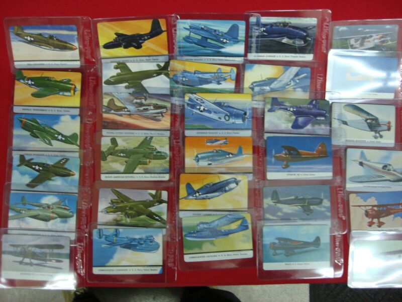 Vintage Whitman WWII Aircraft Cards, featuring 30 unique military and civilian planes from the 1940s