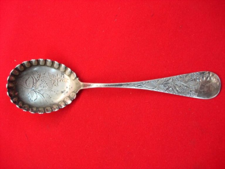 Vintage Hamilton & Diesinger Sterling Silver Sugar Spoon with Elegant Floral Pattern