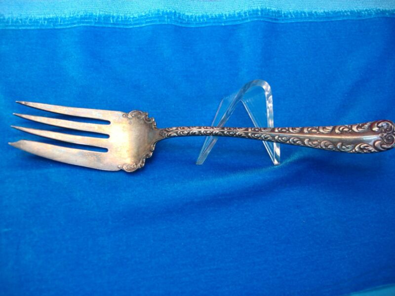 Vintage Rogers & Hamilton Majestic Silverplate Cold Meat Fork (8 1/2", Monogrammed)