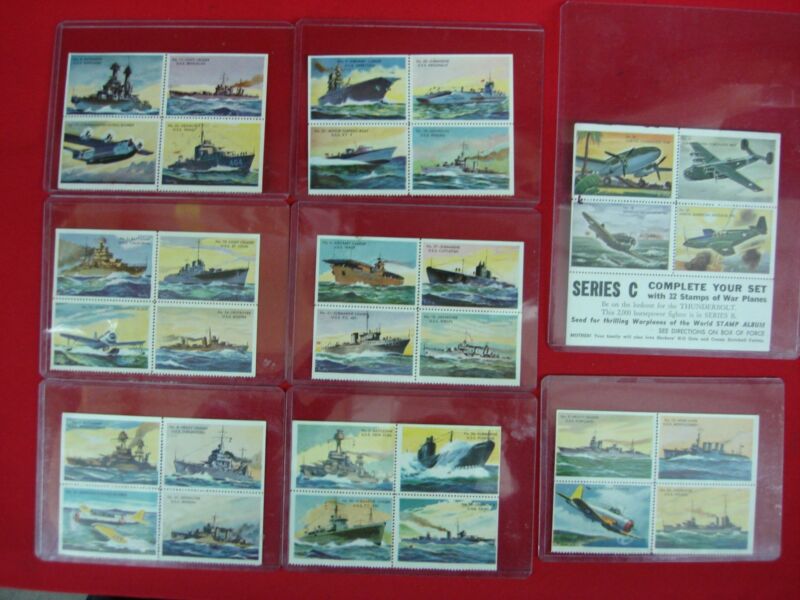 Vintage collection of U.S. Navy and Army sea and air equipment stamps from the 1940s-50s
