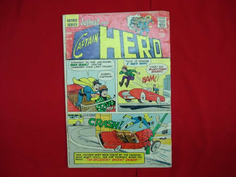 Jughead as Captain Hero #6 comic book cover, August 1967