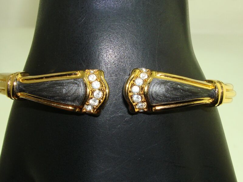 Vintage Kenneth J. Lane for Avon Gold Tone Enamel Cuff Bracelet - Excellent Condition