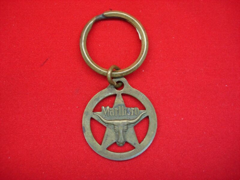 Vintage 1984 Marlboro solid brass keyring and fob