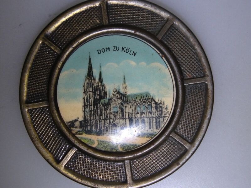 Antique Cologne Cathedral Pocket Mirror
