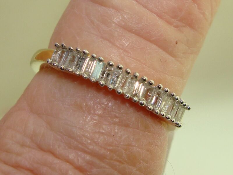 Sparkling 14K Vermeil Diamond Baguette Ring, Size 10