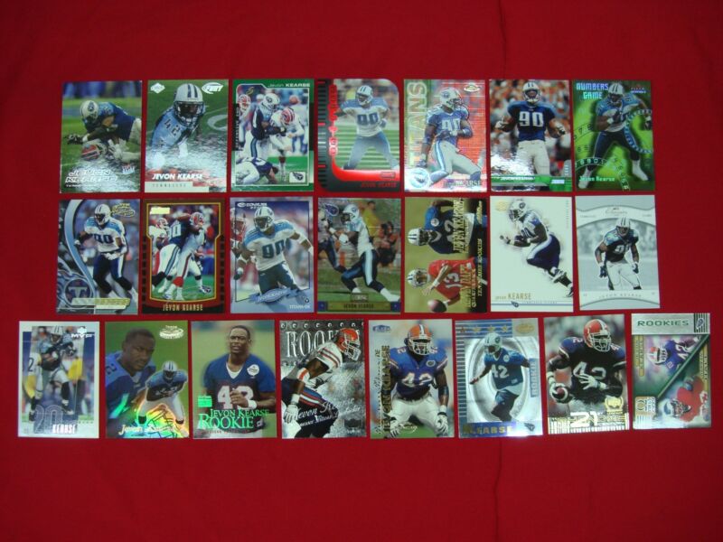 Collection of 22 Jevon Kearse football cards, including rookies and premium cards.