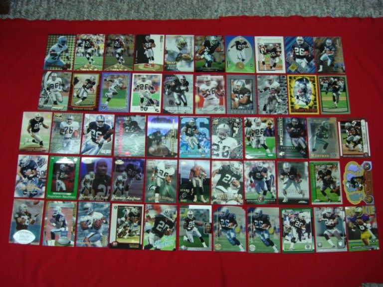 Collection of 53 Napoleon Kaufman Oakland Raiders football cards