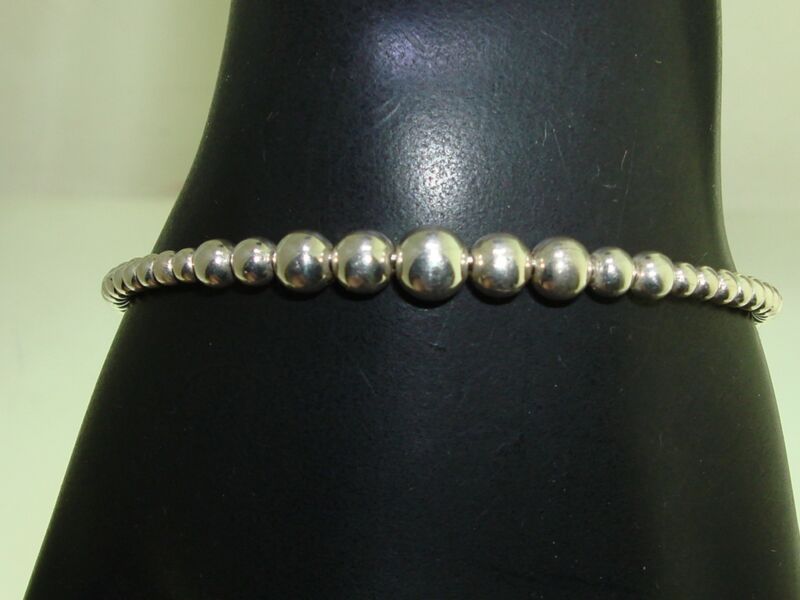 Sterling Silver Cuff Bracelet with Unique Beaded Design