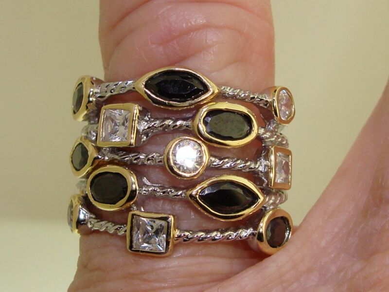 Sterling silver quartz statement ring, size 6 1/2