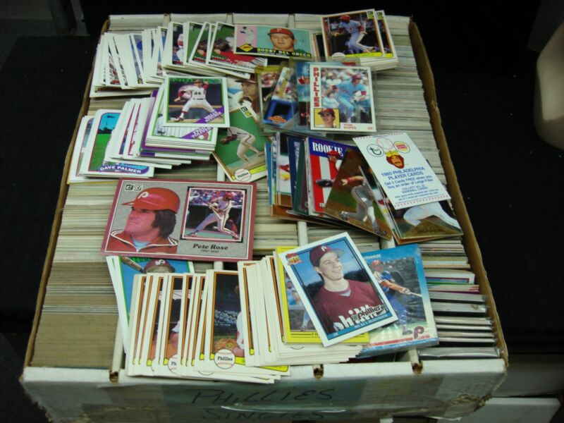 Vintage Philadelphia Phillies baseball cards from the 1970s, 1980s, and 1990s