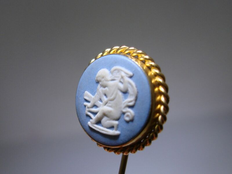 Vintage Van Dell Gold Filled Wedgewood Cherub Stick Pin