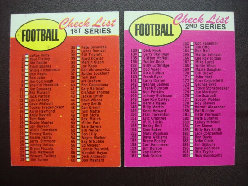 1969 Topps Football Checklists #80 & #132 - Sharp, Unchecked Vintage Cards
