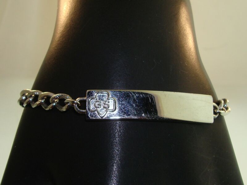 Vintage 1960s Girl Scout ID Bracelet - Silver, 7 Inch