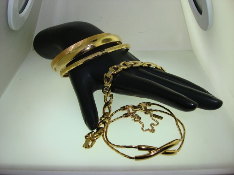Vintage Monet gold-tone bracelet set of five, 1970s & 80s estate find