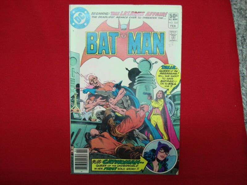 Batman #332 comic book, The Lazarus Affair, Feb 1981, DC Comics, FN/VF condition