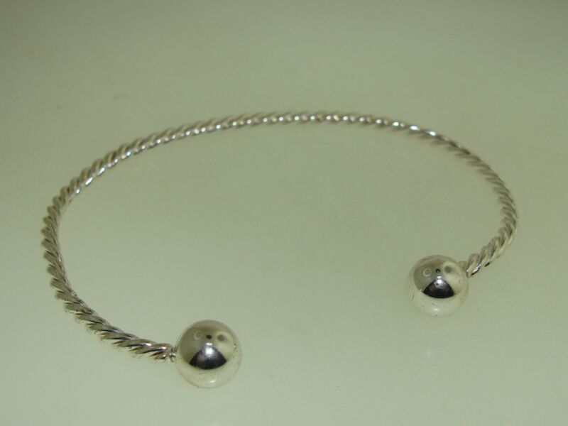 Sterling silver twisted cuff bracelet, adjustable size 6