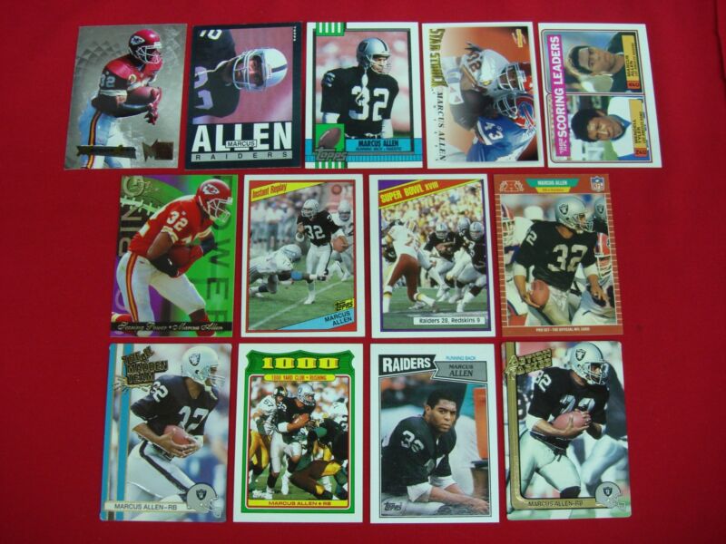 Vintage Marcus Allen football card lot