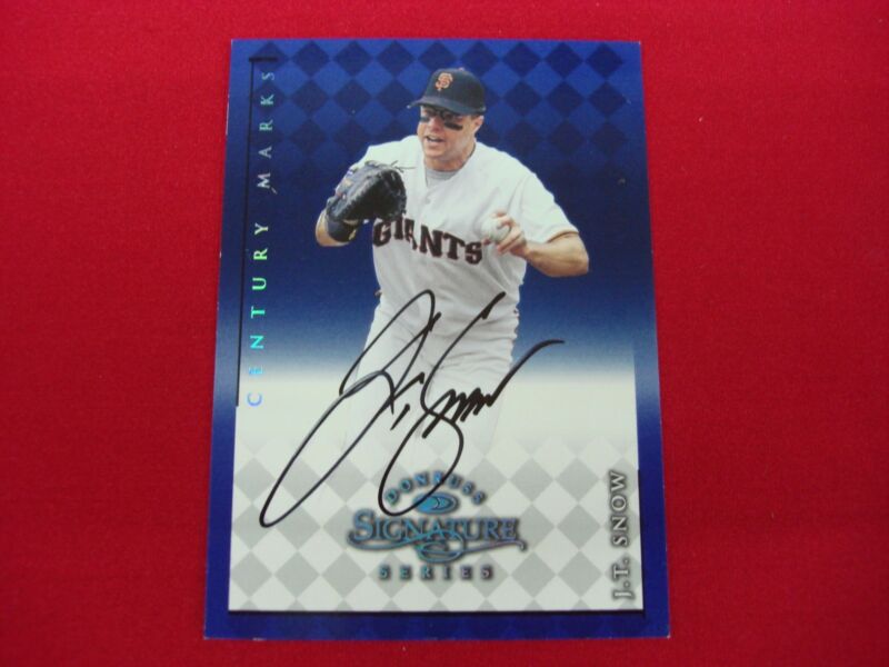 J.T. Snow autographed 1998 Donruss Century Marks baseball card #68/100
