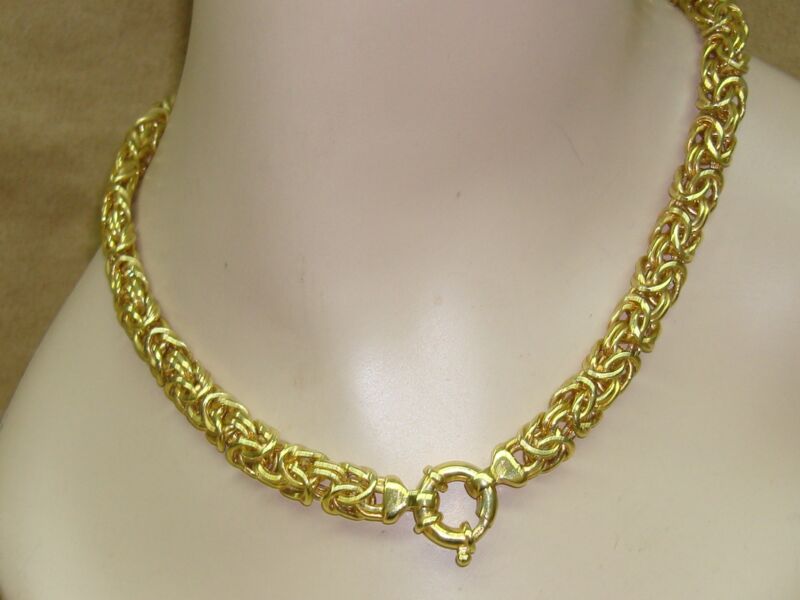 Authentic Italian 925 Sterling Vermeil Byzantine Necklace