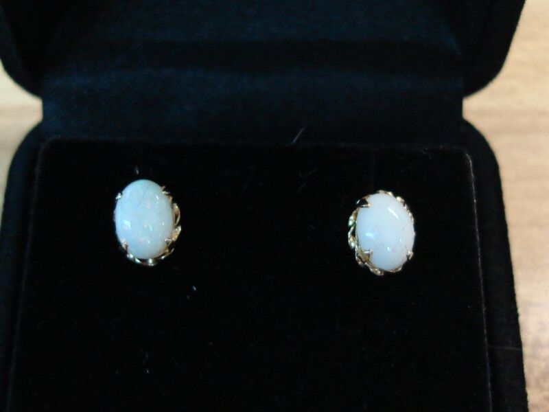 Fiery Opal Stud Earrings in 14K Gold Filled