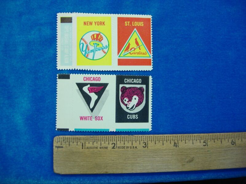 1962 Topps Stamp Panels featuring the Cubs, White Sox, Yankees, and Cardinals