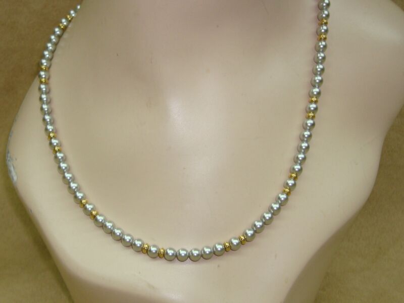 Vintage Monet Gray Pearl Necklace (20 Inch) - Estate Find, Excellent Condition