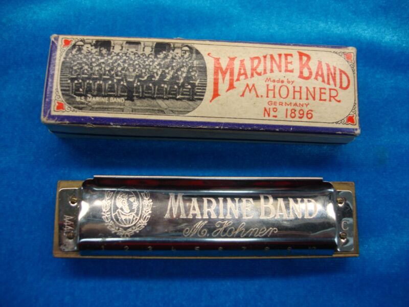 Vintage M. Hohner Marine Band harmonica, model number 1896. C key, 10-hole.