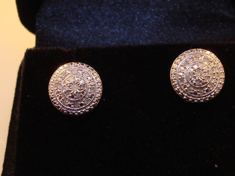 Sterling silver diamond stud earrings