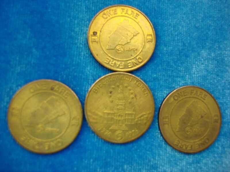 Vintage SEPTA Bicentennial Transit Tokens (Set of 4)