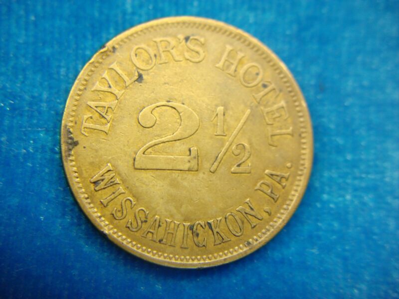 Vintage brass token from Taylor's Hotel in Wissahickon, Pennsylvania