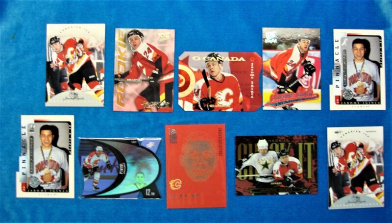 Jarome Iginla card lot featuring inserts and die-cuts from his time with the Calgary Flames.