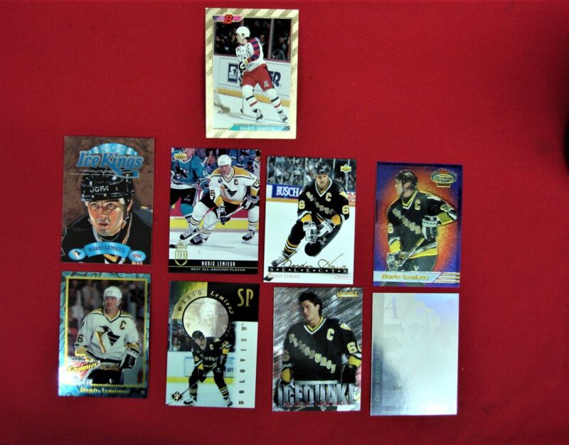 Rare Mario Lemieux trading cards, mostly inserts, excellent condition