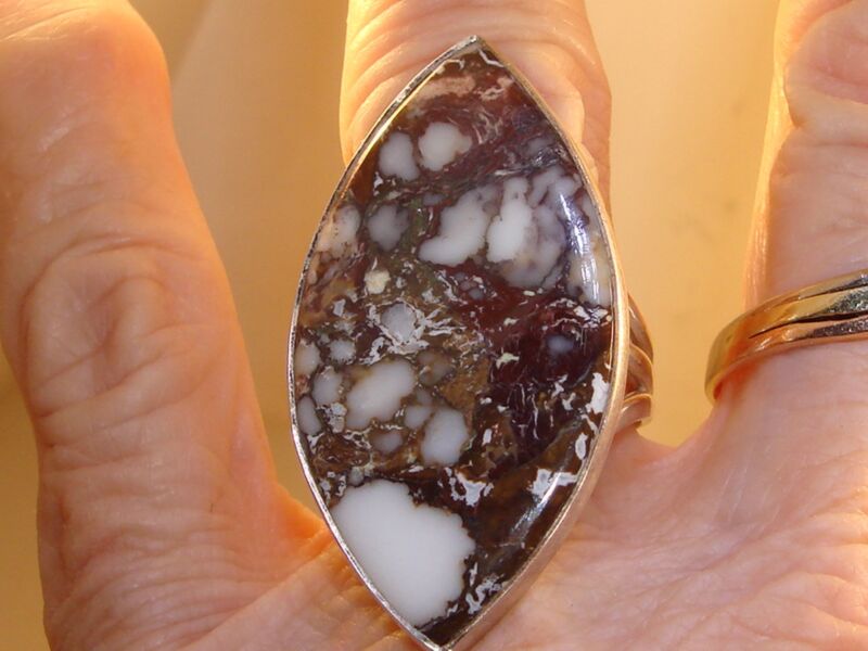 Vintage sterling silver and jasper statement ring, size 9