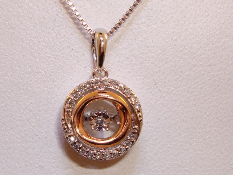 Sterling Silver Trembler Diamond Pendant Necklace
