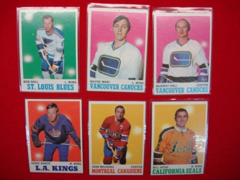 Vintage 1970-71 Topps Hockey Card Set (6 Unique Players) - EX+ Condition