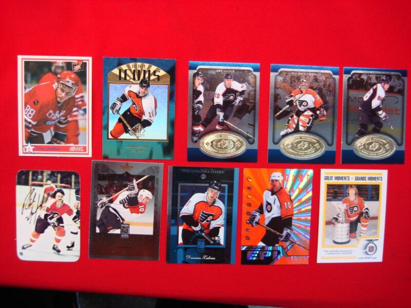 Vintage Philadelphia Flyers trading card lot featuring Eric Lindros and more