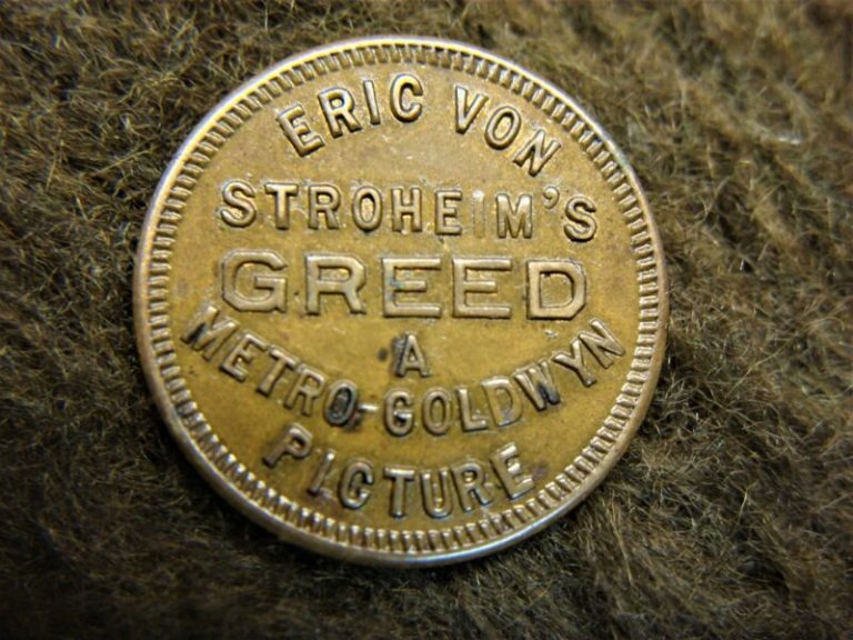 Vintage 1925 movie token advertising Eric Von Stroheim's film Greed, Stanton Theatre, Philadelphia