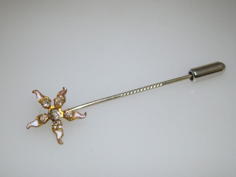 Antique Victorian star stick pin with enamel and sparkling brilliants