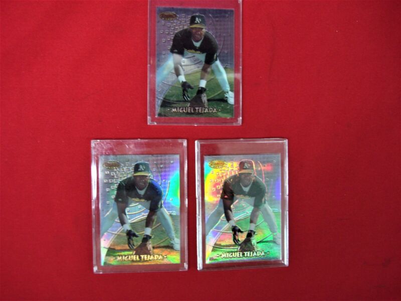 1997 Bowman's Best Miguel Tejada 3-Card Lot: 2 Refractor + 1 Standard (PSA Graded)