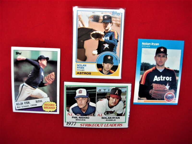 Vintage Nolan Ryan baseball card lot of four