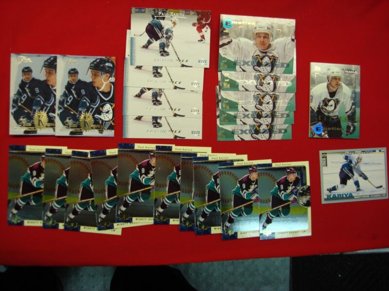 Collection of 29 Paul Kariya hockey cards, multiple designs, authentic and priced individually