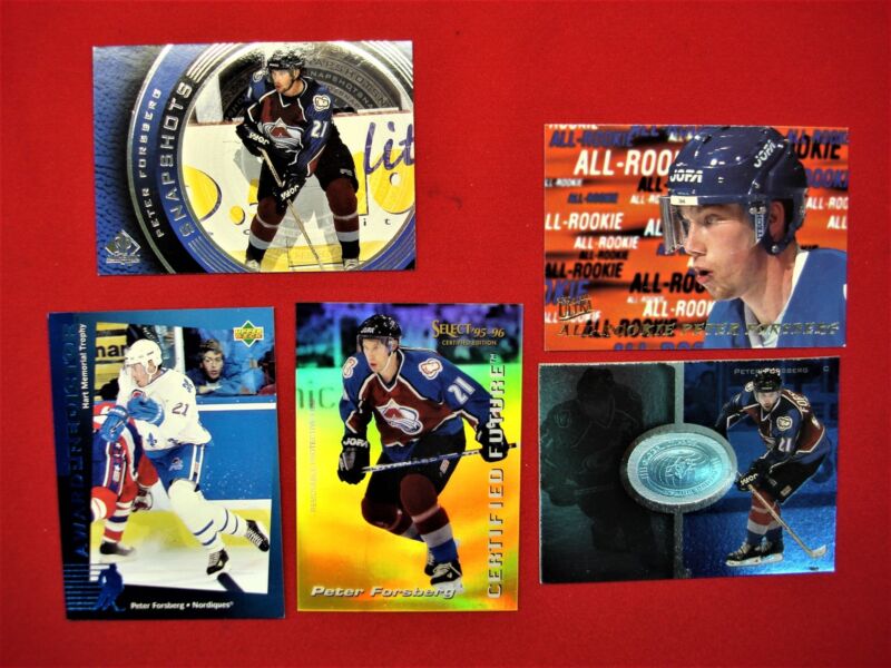 Lot of 5 Graded & Authentic Peter Forsberg Tuff Insert Hockey Cards